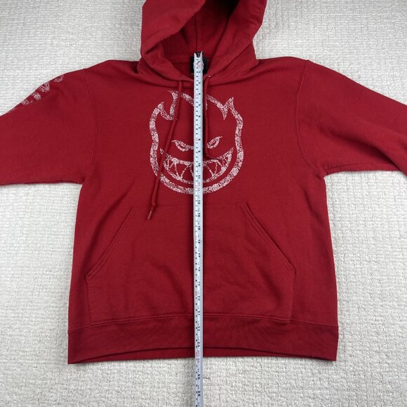 VTG Y2K Spitfire Skateboarding Wheel Red Hoodie Parsley print sleeve print Men S - Picture 14 of 16